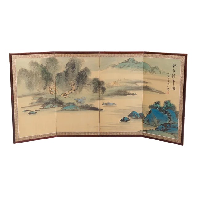Hand-Painted Folding Screen, Japan, 1960s For Sale