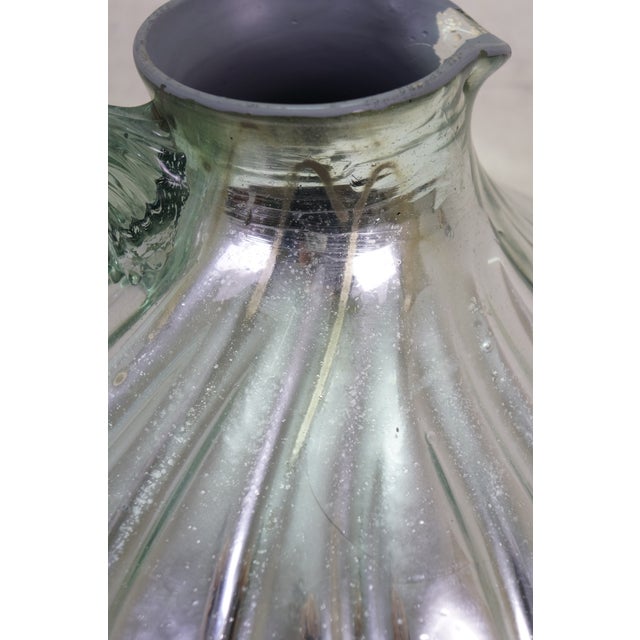 Antique Victorian Hand Blown Silver Mirrored Mercury Glass Pitcher Jug For Sale - Image 6 of 18