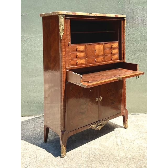 Vintage Inlay Secretaire With Stone Top For Sale - Image 12 of 13