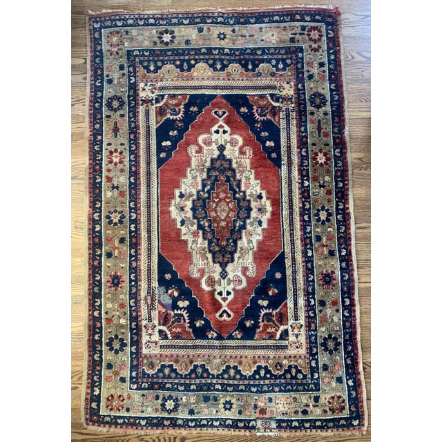 Early 20th Century Antique Floral Double Niche Carpet - 3′2″ × 5′9″ For Sale - Image 13 of 13