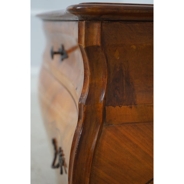 Italian Marquetry Inlaid Bombe Commode Chest For Sale - Image 10 of 18