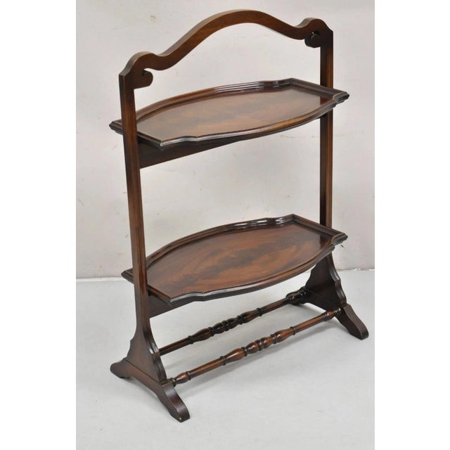 Vintage Regency Style Mahogany 2 Tier Folding Muffin Cake Stand Side Table. Circa Early 20th Century. Measurements: 32" H...