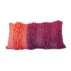 Orange & Red Textures from the Loom Pillow by Com Raiz