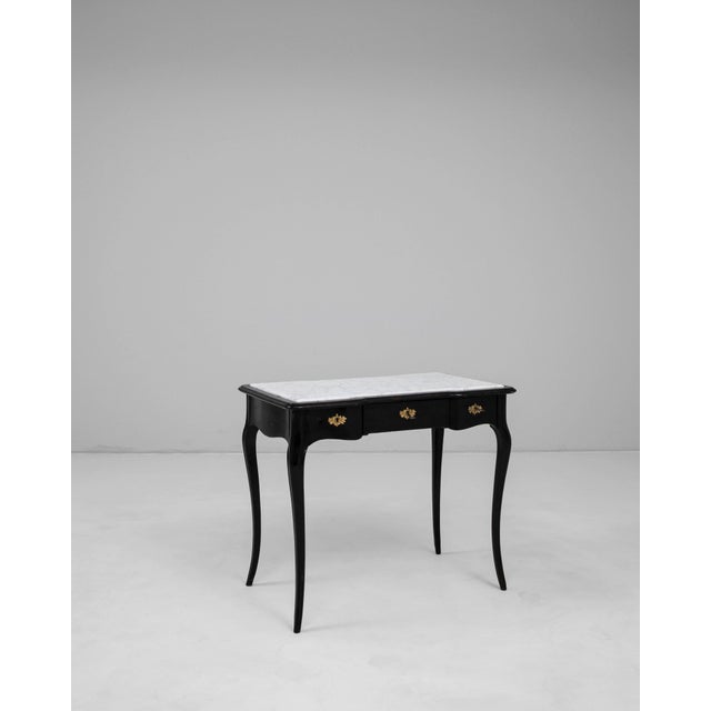 1900s French Black Patinated Side Table With Marble Top For Sale In Greensboro - Image 6 of 18