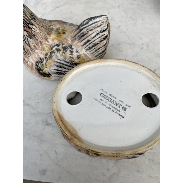 French Majolica Brown Hen Tureen Caugant For Sale - Image 4 of 5