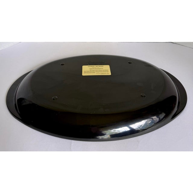 1960s Couroc Monterey Black Serving Tray With Brass and Stone Inlay Wine Motif For Sale - Image 9 of 12