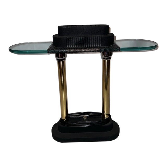 Vintage Robert Sonneman Glass Brass Desk or Table Lamp Memphis Postmodern George Kovacs For Sale
