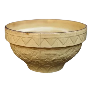 Antique Rustic Yellow Pottery Bowl