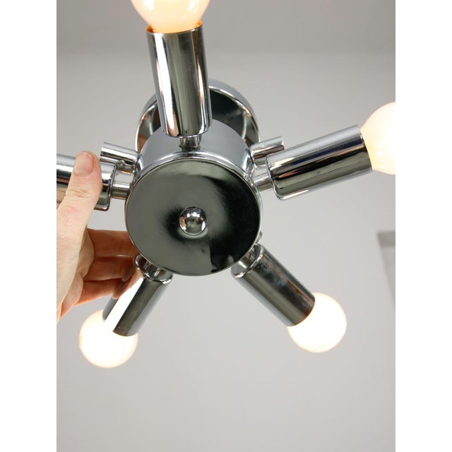 Vintage Italian Ceiling Lamp in Chrome and Opaline, 1980s For Sale - Image 6 of 13