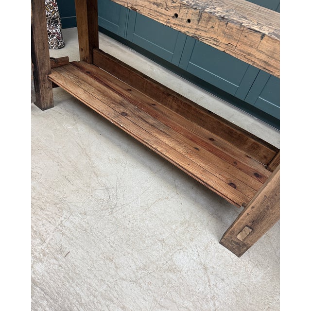Large Antique Carpenter's Workbench in Oak, 1920s For Sale - Image 16 of 17