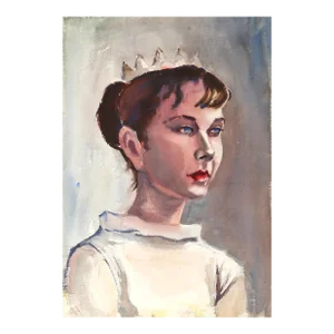 1950s "Portrait of a Girl Wearing a Crown P6.35" Watercolor Painting by Eve Nethercott