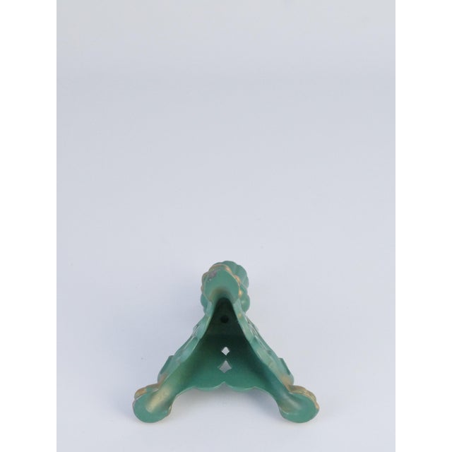 Metal Art Deco Sage Green Metal Candleholder Star Metal, Sweden, 1940s For Sale - Image 7 of 11