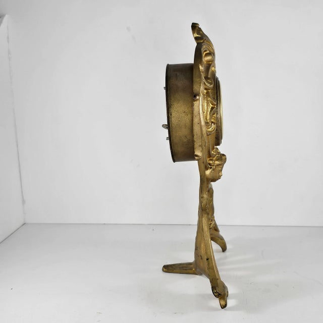 Gold Art Noveau Cherub Wind Up Clock Mercedes Germany Patented October 1906 #421 For Sale - Image 8 of 12