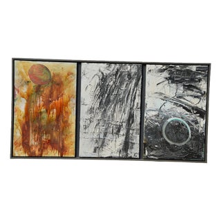 Christoph M. Gais, Triptych, 1988, Oil Painting on Canvas, Framed, Set of 3 For Sale
