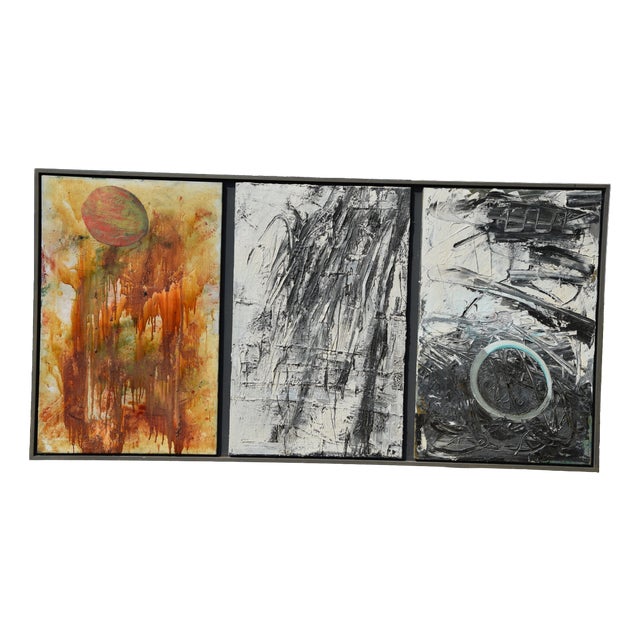 Christoph M. Gais, Triptych, 1988, Oil Painting on Canvas, Framed, Set of 3 For Sale