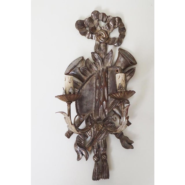Louis XIV Silver and Wood Wall Lights, Set of 2 For Sale - Image 16 of 18