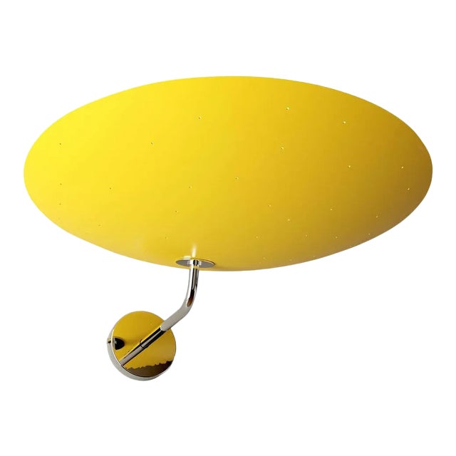 Pierre Disderot Model #2059 Large Perforated Wall Lamp in Yellow & Chrome For Sale