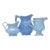 Mid 20th Century Textured Sky Blue Ceramic Pitcher Curation - Group of 3 For Sale