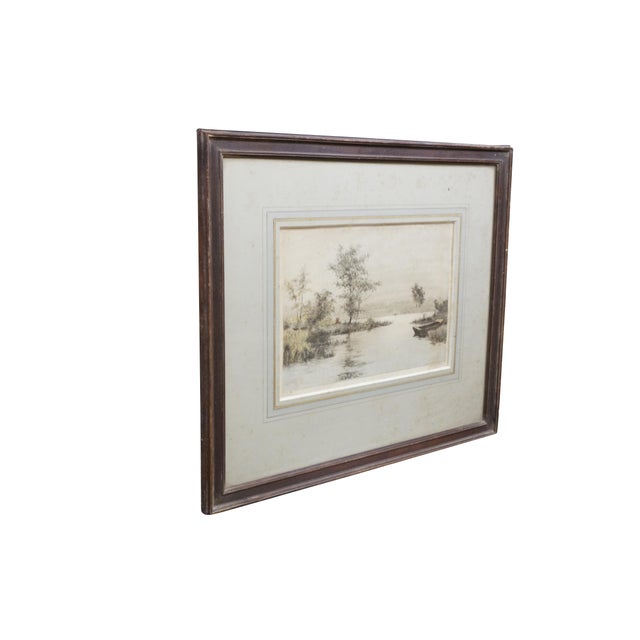 Realism Antique James Fagan Signed Solitude Rowboat Marsh Seascape Etching 23" For Sale - Image 3 of 11