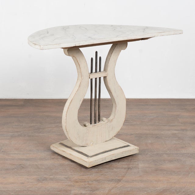 19th Century Swedish Demilune Console Side Table With Harp Base For Sale - Image 14 of 14