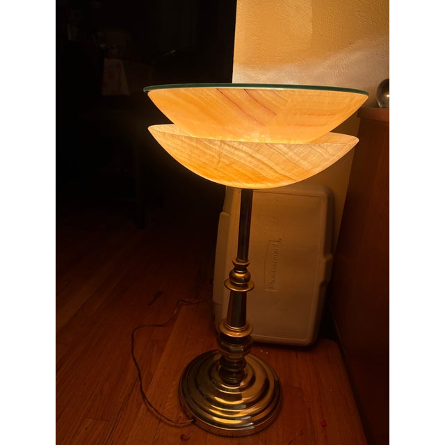 Mid-Century Modern Stiffel Mid-Century Modern Illuminated Alabaster Pedestal For Sale - Image 3 of 12