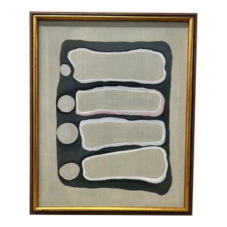 Vintage Abstract Geometric Green and Black Framed Oil Painting, Signed C. Andrews For Sale