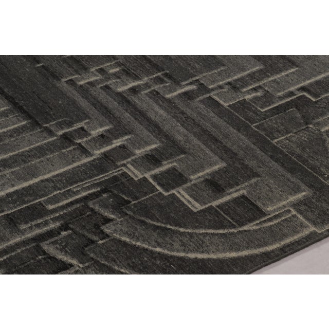 Contemporary Rug & Kilim's Modern Optical Illusion Rug in Deep Charcoal For Sale - Image 3 of 8