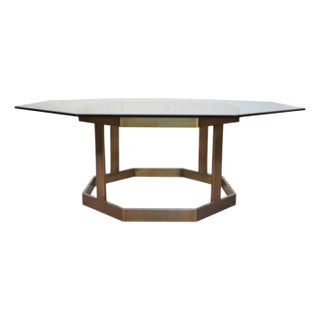 Vintage Mastercraft Hollywood Regency Brass & Octagonal Glass Coffee Table For Sale