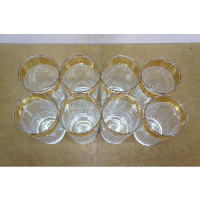 Glass 1960s Mid Century Modern Culver Tyrol 22k Gold Acid Etched Highball Glasses - 8 pcs For Sale - Image 7 of 12