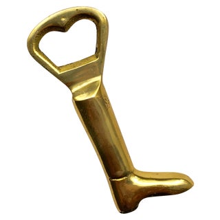 Vintage Brass Polo Boot Bottle Opener For Sale