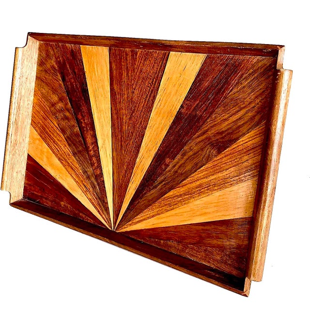Mid 20th Century Marquetry Wood Tray For Sale - Image 10 of 12