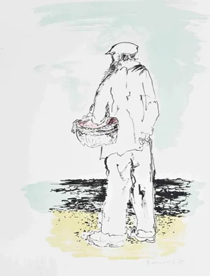 Giovanni Omiccioli, The Fisherman, Lithograph, 1975