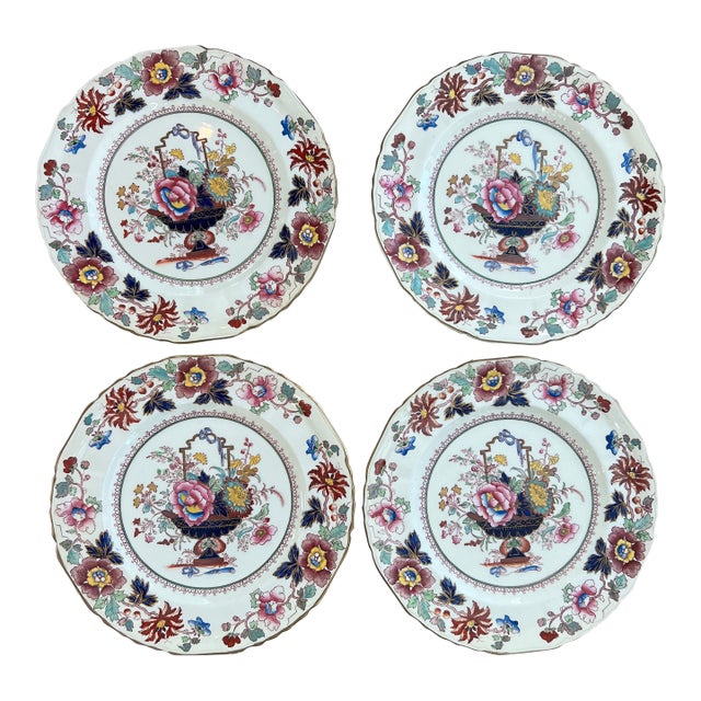 Antique English Masons Ironstone Dinner Plates - Set of 4 For Sale