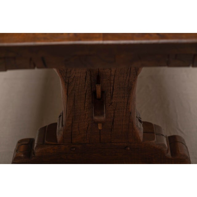 Large Brutalist Dining Table in Oak, 1970s For Sale - Image 17 of 18