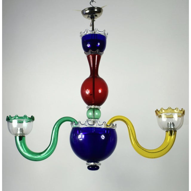 Large Italian Multicolored Murano Glass Chandelier For Sale - Image 3 of 5