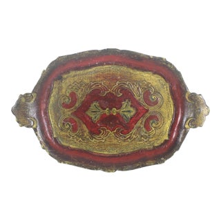 Small Vintage Italian Florentine Gilded Wood Tray For Sale
