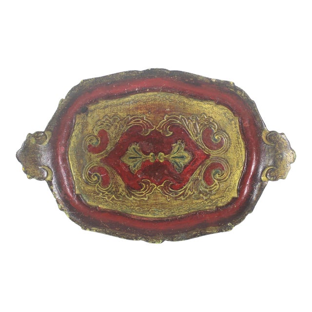 Small Vintage Italian Florentine Gilded Wood Tray For Sale