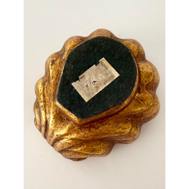 Vintage Gilt Shell Covered Ceramic Box For Sale - Image 12 of 12