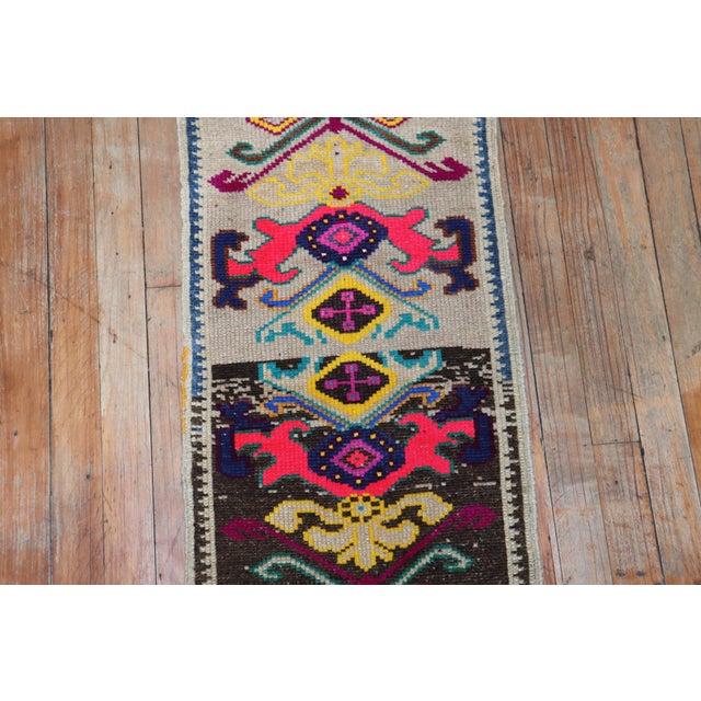 Brown Colorful Vintage Mini Turkish Rug For Sale - Image 8 of 18
