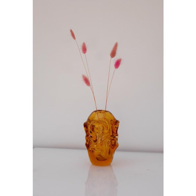 Orange Crystal Vase by Börne Augustsson for Åseda For Sale - Image 16 of 17