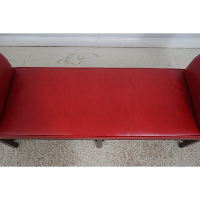 Baker Mahogany Leather Chippendale Window Bench For Sale In Philadelphia - Image 6 of 17