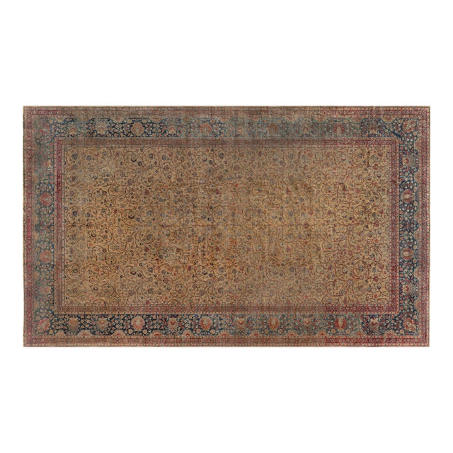Authentic Persian Tabriz Botanic Handmade Wool Rug For Sale