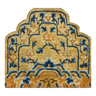 1880s Goldenord Medallion Qing Antique Chinese Ningxia Rug 2'0" X 2'0" Knotted Wool Carpet For Sale