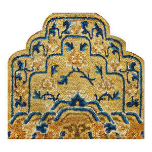 1880s Goldenord Medallion Qing Antique Chinese Ningxia Rug 2'0" X 2'0" Knotted Wool Carpet