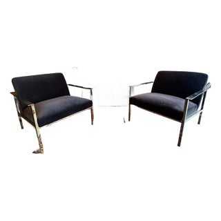 Pair of Dark Velvet Chairs For Sale