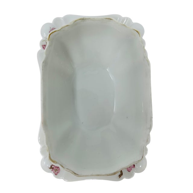 Antique Haviland Limoges Gravy Boat With Attached Underplate, Schleiger 222 Pink Cherry Blossom Floral Pattern, 1876-1889 H&Co/L Mark For Sale - Image 14 of 18