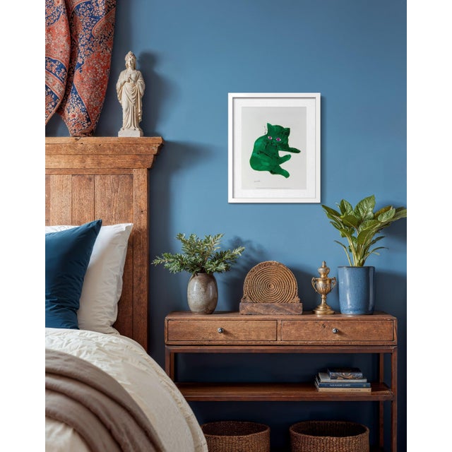 Andy Warhol Green Cat Print from 25 Cats Named Sam and One Blue Pussy (C. 1956) Dimension: 14 × 11 in | 35.6 × 27.9 cm...