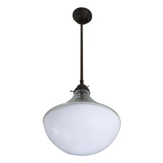 Obsolete lighting opaline glass pendant For Sale