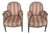 Pair of Petit Antique Chairs With Brocade Rose Colored Striped Fabric For Sale