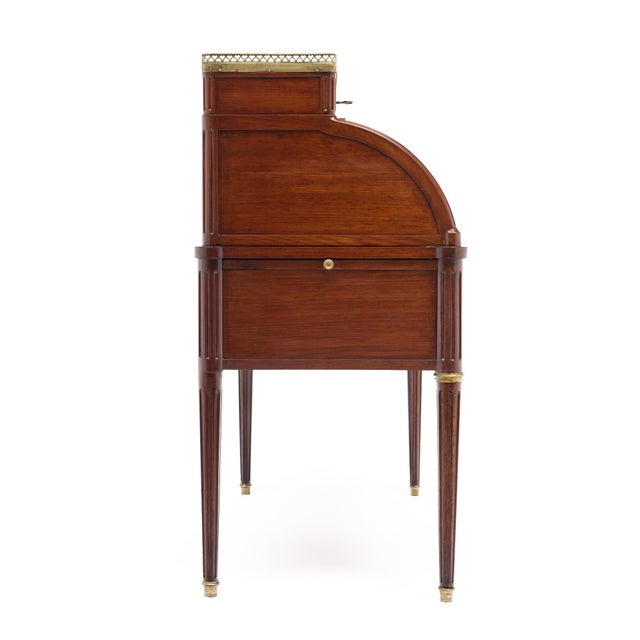 Louis XVI Style Cylinder Desk, Cuban Flamed Mahogany, 1890s For Sale - Image 9 of 10